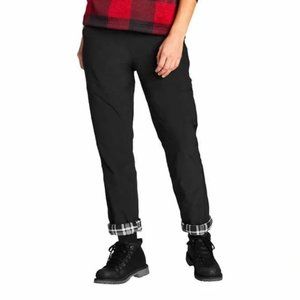 NWT EDDIE BAUER WOMEN FLEECE-LINED PULL-ON PANTS IN BLACK